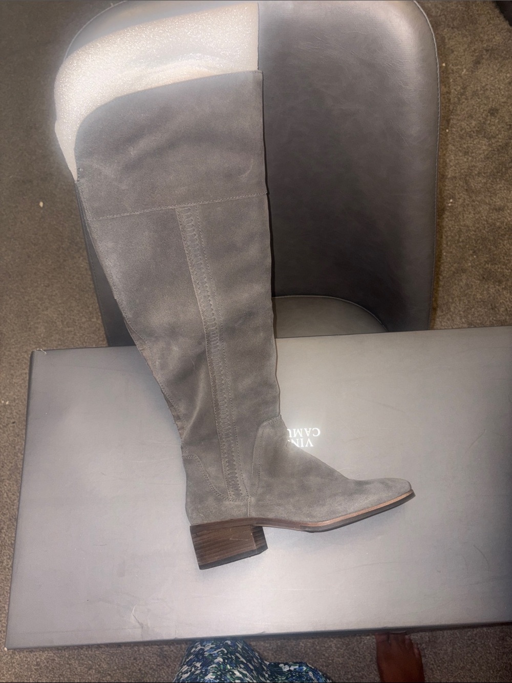 Vince Camuto Gray Suede Over-the-Knee Boots Wide Calf
